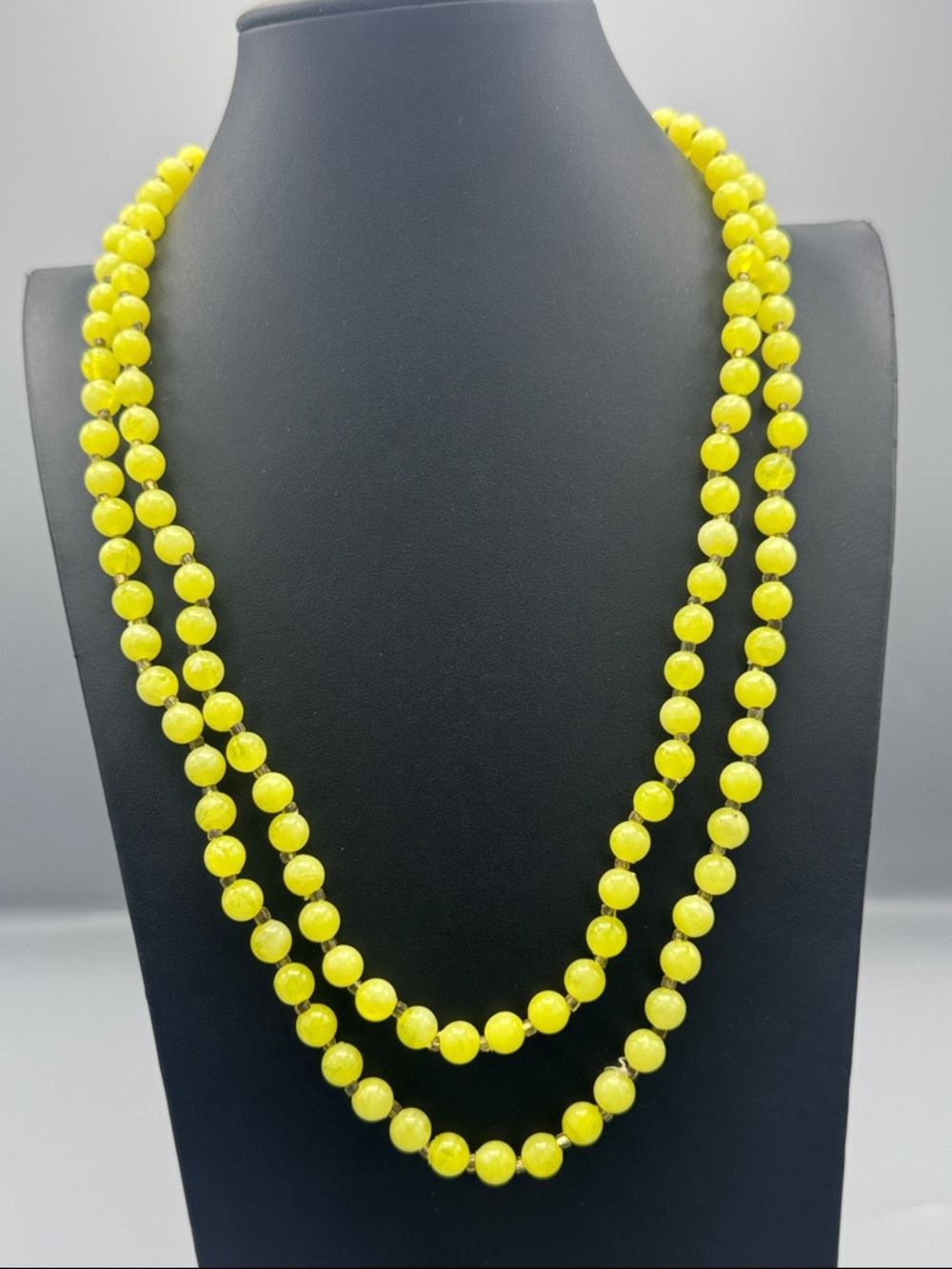 Hong Kong one long strand vintage yellow necklace